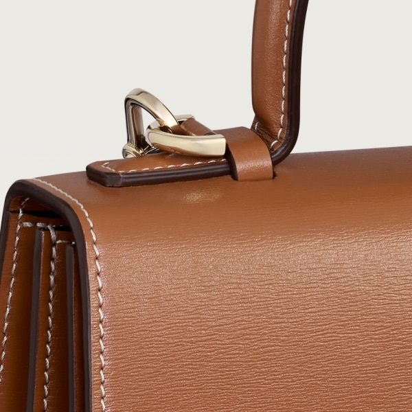 Bolso con asa tamaño pequeño, Panthère de Cartier Piel de becerro caramelo, acabado dorado