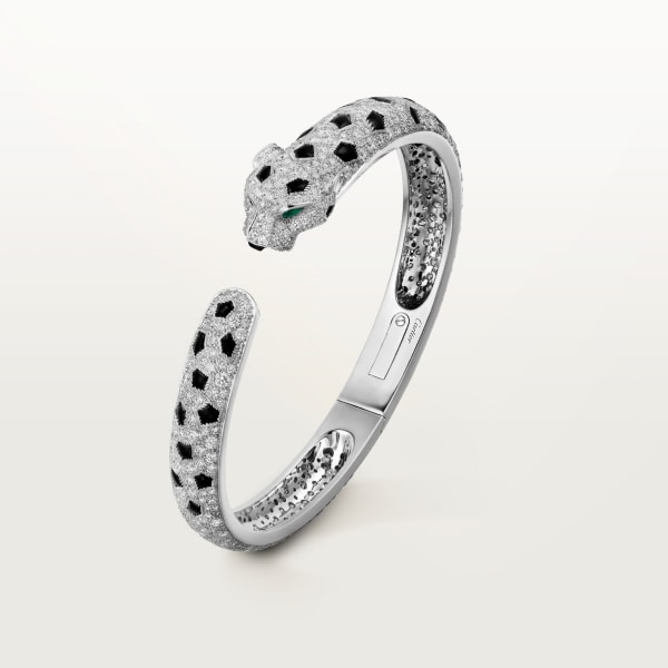 Panthère de Cartier bracelet, medium model, paved  White gold, emeralds, onyx, diamonds
