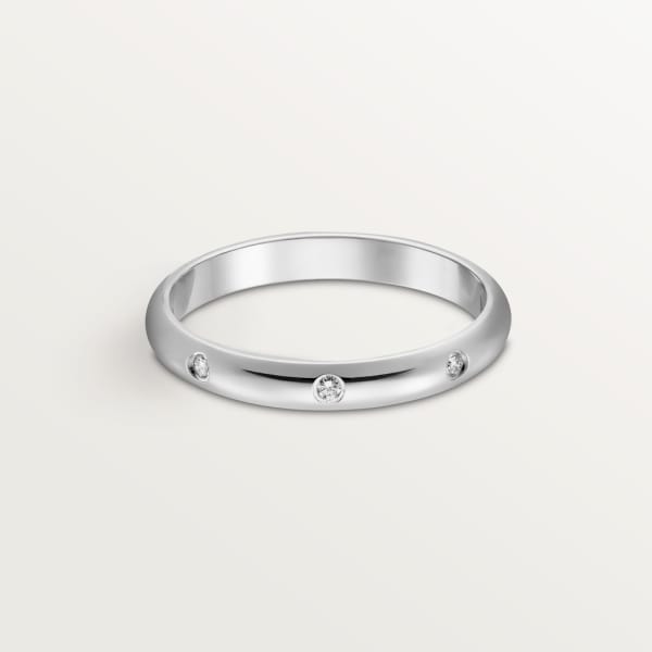 1895 wedding ring, width 2.6 mm, 3 diamonds  Platinum, diamonds