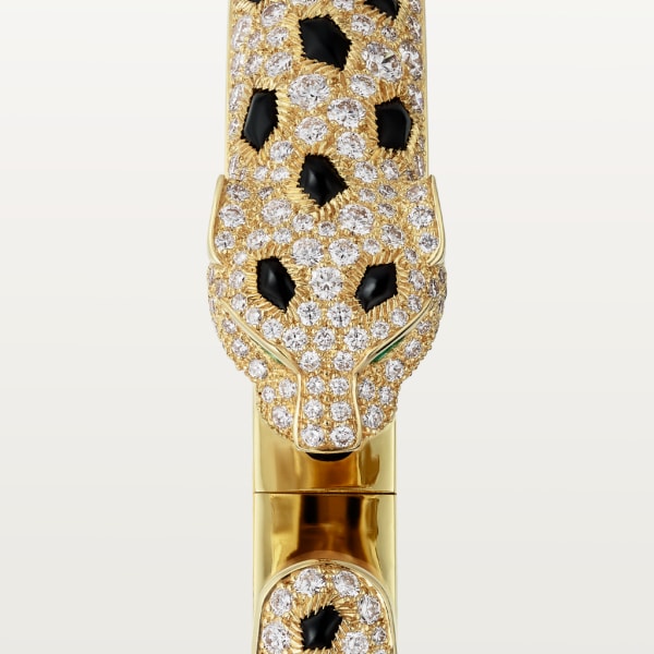 Pulsera Panthère de Cartier, tamaño mediano, semipavé Oro amarillo, esmeraldas, ónix, diamantes