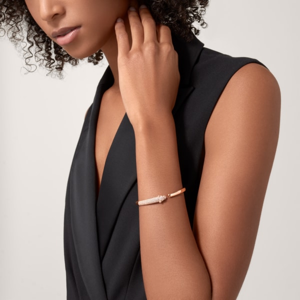 Panthère de Cartier bracelet, small model, semi-paved Rose gold, onyx, emeralds, diamonds