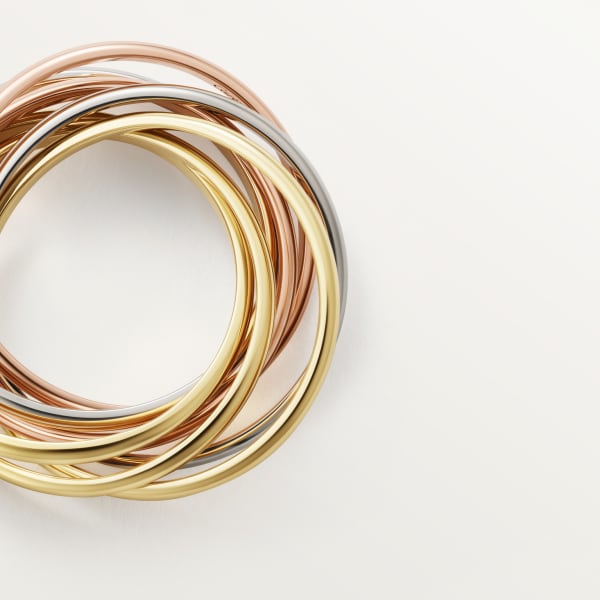 Anillo Trinity, siete hileras  Oro blanco, oro amarillo, oro rosa