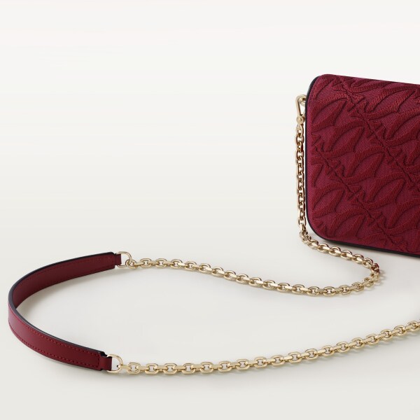 Bolso de cadena tamaño mini, C de Cartier Bordados y piel de becerro rojo cereza, acabado dorado