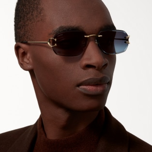 Gafas de sol Signature C de Cartier Metal acabado dorado liso, lentes azules