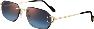 Gafas de sol Signature C de Cartier Metal acabado dorado liso, lentes azules