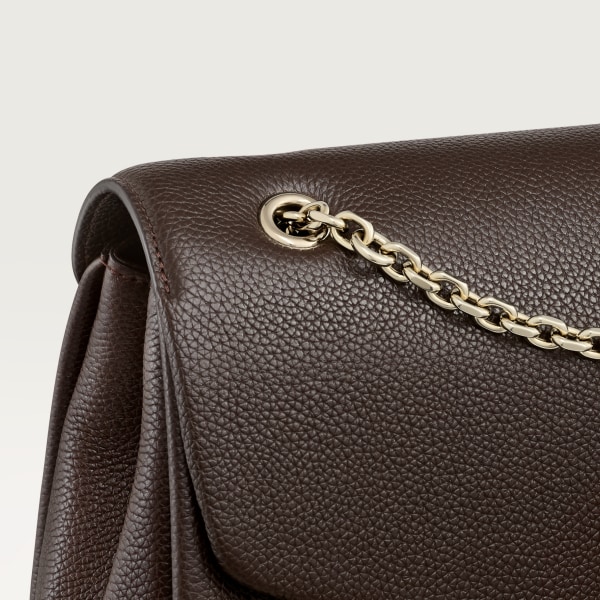 Sac chaîne petit modèle, Panthère de Cartier Tonka brown grained calfskin, golden finish