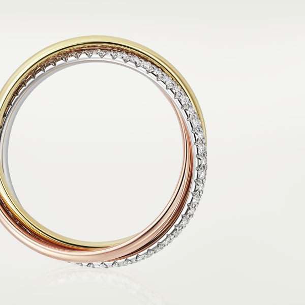 Anillo Trinity, tamaño pequeño, semipavé Oro blanco, oro amarillo, oro rosa, diamantes